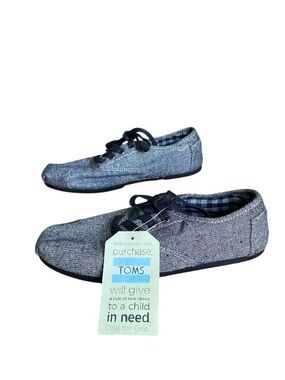 Nordstrom Toms Women Size 8 Shoes Black Metallic Fashion Sneakers Canvas Lace-Up